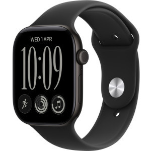 Apple Watch Series 12, GPS, 46mm Carcasa Aluminium Black, Black Sport Band - S/M