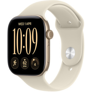 Apple Watch Series 12, GPS, 46mm Carcasa Aluminium Light Gold, Sand Sport Band - S/M
