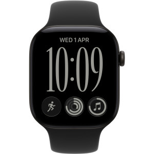 Apple Watch Series 12, Cellular, GPS, 42mm Carcasa Aluminium Black, Black Sport Band - S/M