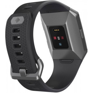 Fitbit Ionic, gri inchis, curea silicon gri inchis, Bluetooth, NFC, GPS, sezor HR, (pachetul include doua curele: marime M + marime L)