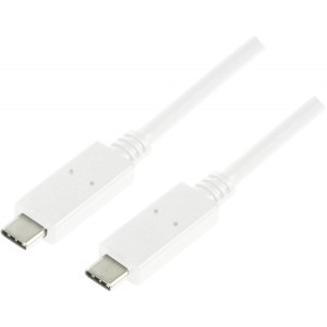 Cablu de date / adaptor Logilink USB-C Male la USB-C Male, 1 m, White, amperaj maxim suportat 3A