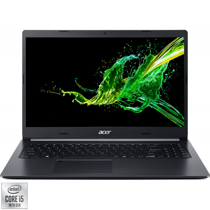 Laptop Acer 15.6'' Aspire A515-55, FHD, Procesor Intel® Core i5-1035G1 (6M Cache, up to 3.60 GHz), 8GB DDR4, 512GB SSD, GMA UHD, Linux, Black