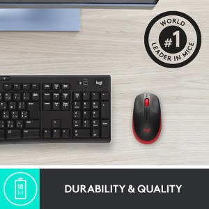 Logitech M190, Wireless, Red