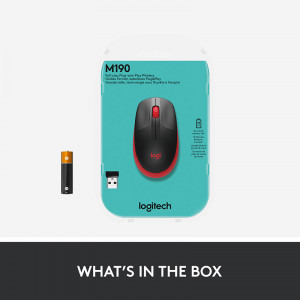 Logitech M190, Wireless, Red