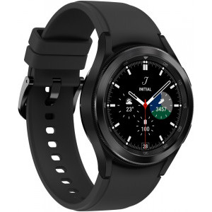Samsung Galaxy Watch 4 Classic, 42 mm, otel negru, curea silicon negru, Wi-Fi, Bluetooth, GPS, NFC, rezistent la apa