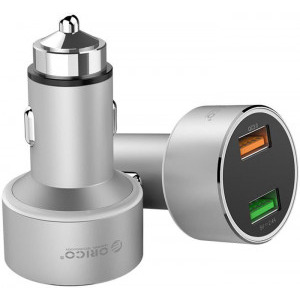 Incarcator auto Orico UPC-Q2, 2x USB, 30W, Silver, tehnologia Quick Charge 3.0