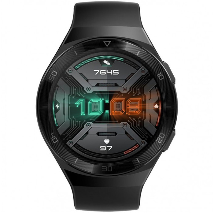 SmartWatch Huawei Watch GT 2e, 46 mm, corp negru, curea silicon negru, rezistent la apa, senzor HR, Bluetooth, GPS, SpO2