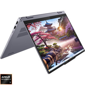 Laptop Lenovo 14 IdeaPad 5 2-in-1 14AKP10, WUXGA OLED Touch, Procesor AMD Ryzen™ Al 7 350 (16M Cache, up to 5.0 GHz), 24GB LPDDR5X, 1TB SSD, AMD Radeon 860M, No OS, Luna Grey