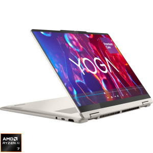 Laptop Lenovo 14 Yoga 7 2-in-1 14AKP10, 2.8K OLED 120Hz Touch, Procesor AMD Ryzen™ Al 7 350 (16M Cache, up to 5.0 GHz), 24GB LPDDR5X, 1TB SSD, AMD Radeon 860M, Win 11 Home, Seashell, 3Yr Onsite Premium Care