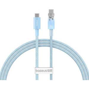 Cablu de date / adaptor Baseus Explorer Smart, USB-C Male la USB-C Male, 100 W, 1 m, Blue