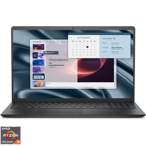 Laptop DELL 15.6 Pro 15 Essential PV15255, FHD 120Hz, Procesor AMD Ryzen™ 3 7320U (4M Cache, up to 4.1 GHz), 8GB LPDDR5, 512GB SSD, AMD Radeon 610M, Win 11 Pro, Carbon Black, 3Yr ProSupport