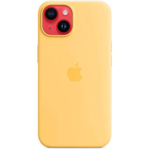 Apple Protectie pentru spate, material silicon, cu MagSafe pentru iPhone 14 Plus, culoarea Sunglow