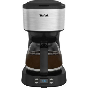 Tefal Equinox CM520D10, capacitate 1.2L, timer digital, functie pastrare la cald, comutator ON/OFF iluminat, sistem antipicurare, suport detasabil filtru, negru/inox