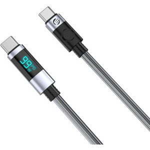Cablu de date / adaptor Orico LDC2C cu display, USB-C Male la USB-C Male, 0.5 m, Black, amperaj maxim suportat 5A
