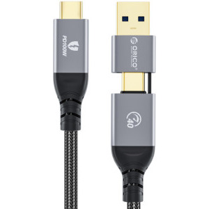 Cablu de date / adaptor Orico ACC40, USB-C Male, adaptor USB Male la USB-C Male, 1 m, Black
