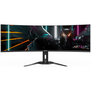 Monitor LED GIGABYTE Gaming AORUS CO49DQ Curbat 49 inch DQHD OLED 0.03 ms 144 Hz USB-C KVM HDR FreeSync Premium Pro
