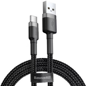 Cablu de date / adaptor Baseus Cafule CATKLF-AG1, USB Male la USB-C Male, 0.5 m, Black, amperaj maxim suportat 3A