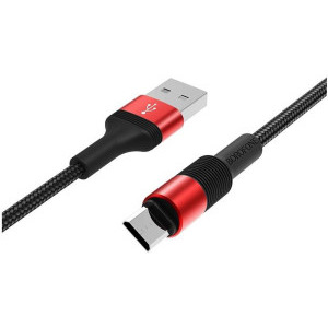 Cablu de date / adaptor Borofone BX21 Outstanding, USB Male la microUSB, 1 m, Black/Red