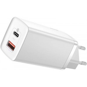 Incarcator retea Baseus GaN2 Lite, Quick Charge 63W, 1x USB, 1x USB-C, White