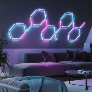 Nanoleaf Bucati extindere Lines, Wi-Fi, LED, RGB compatibil Apple HomeKit, Google Assistant, 3 bucati