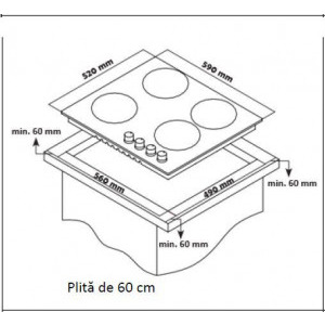 Heinner HBH-S584I-IX, Gaz, 4 arzatoare, Aprindere electrica, Inox