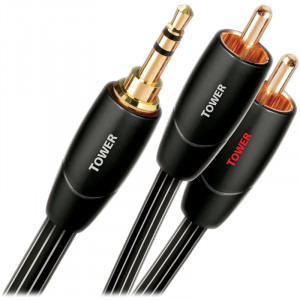 Audioquest Tower, Jack 3.5 mm Male - 2x RCA Male, 1m, negru-alb