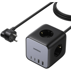 Ugreen CD268, 2x USB-C, 2x USB, 3x Schuko, Quick Charge 4.0 65 W, Black