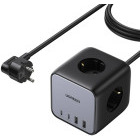 Incarcator retea Ugreen CD268, 2x USB-C, 2x USB, 3x Schuko, Quick Charge 4.0 65 W, Black