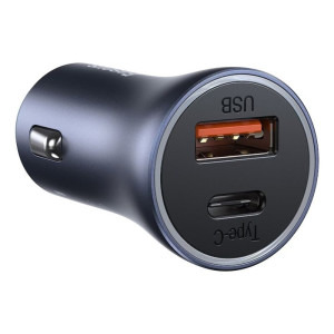 Baseus Golden Contactor, 1x USB, 1x USB-C, 40W, Grey + cablu USB-C