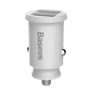 Incarcator auto Baseus Grain, 2x USB, 3.1A, White