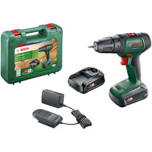 Bosch Masina de gaurit si insurubat pe acumulator UniversalDrill 06039D4001, 18 V, 1.5 Ah, 1450 RPM, 23/32 Nm, 2 acumulatori, incarcator