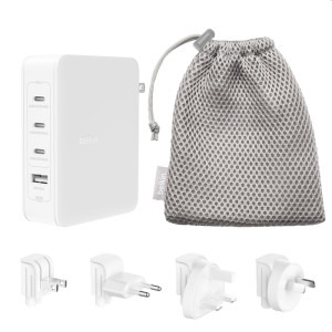 Belkin Gan 140W 3x USB-C, 1x USB, White + adaptoare UK/EU/US
