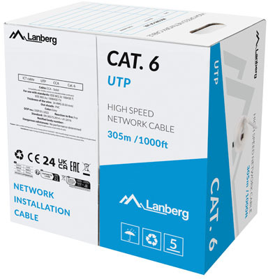 Cablu retea Lanberg CAT6 Stranded Cable UTP 305 m Grey