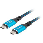Cablu periferice Lanberg USB-C 4.0 Male la USB-C 4.0 Male, 2 m, DP Alt Mode, PD 240 W, Negru/Albastru