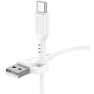 Borofone BX91, USB Male la USB-C Male, 1 m, White