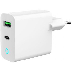 Gembird TA-UC-PDQC20L-W-01, 1x USB-C, 1x USB, Quick Charge 20 W, White