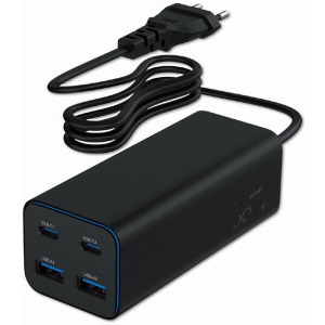 Gembird TA-UC-2A2C-PD100-01-BK, 2x USB-C, 2x USB, Quick Charge 100 W, GaN, Black