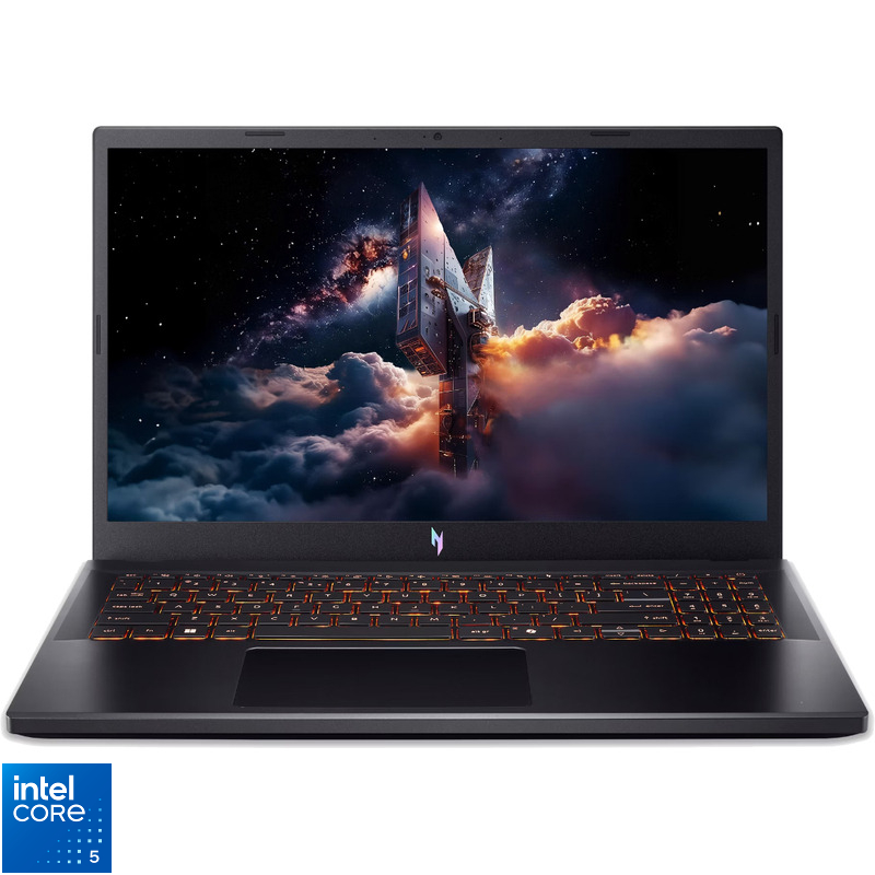 Laptop Acer Gaming 15.6'' Nitro V 15 ANV15-52, FHD IPS 165Hz, Procesor Intel® Core™ 5 210H (12M Cache, up to 4.80 GHz), 16GB DDR5, 512GB SSD, GeForce RTX 3050 6GB, No OS, Obsidian Black
