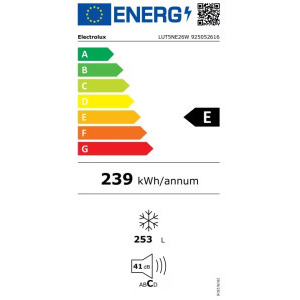 Electrolux Congelator LUT5NE26W, 253 L, Clasa E, No Frost, FastFreeze, Control electronic, 186 cm, Alb