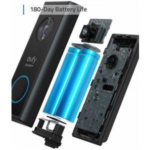 eufy Sonerie video Wireless, 2K HD, autonomie 6 luni, Negru + HomeBase Wireless