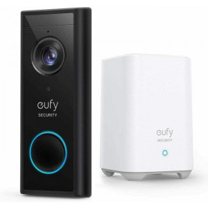eufy Sonerie video Wireless, 2K HD, autonomie 6 luni, Negru + HomeBase Wireless