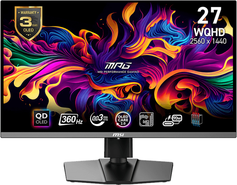 Monitor LED MSI Gaming MPG 271QRX 27 inch QHD QD-OLED 0.03 ms 360 Hz USB-C HDR FreeSync Premium Pro