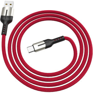 Cablu de date / adaptor Lamtech USB Male la USB-C Male, 1.2 m, Red, amperaj maxim suportat 5A