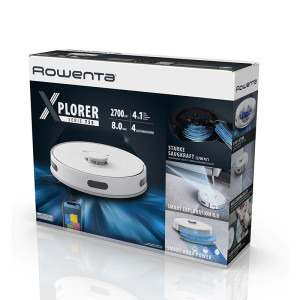Rowenta X-Plorer S75 Animal & Allergy RR8567WH, 31W, curatare 4 in 1, sistem Smart Aqua Power, 0.3L, recipient apa 0.3L, 3 senzori de cadere, statie de incarcare, Alb, Li-Ion, 2700Pa