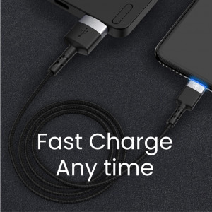 Tellur USB Male la USB-C Male, Led, Nailon, 2 m, Black