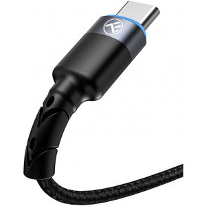 Tellur USB Male la USB-C Male, Led, Nailon, 2 m, Black