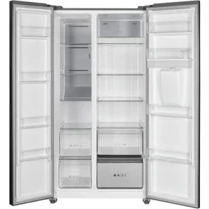 Heinner HSBS-HM592NFDXWDE++, 592 L, Clasa E, Total No Frost, Inverter, Multi Air-Flow, InoxCool, MultiClimate, Touch Control, Display LED, Dozator de apa, 178 cm, Gri Antracit Texturat