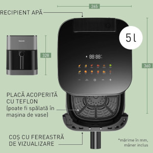 Panasonic Friteuza cu aer cald NF-CC500SXE, 1450W, 5L, Gri