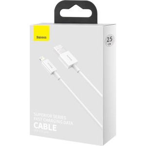 Baseus Superior Series CALYS-02, USB Male la Lightning Male, 0.25 m, White