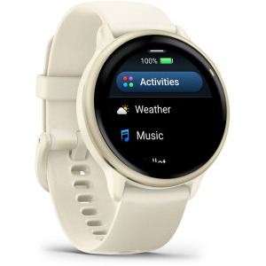 Garmin Vivoactive 6, GPS 42mm Lunar Gold, curea Bone